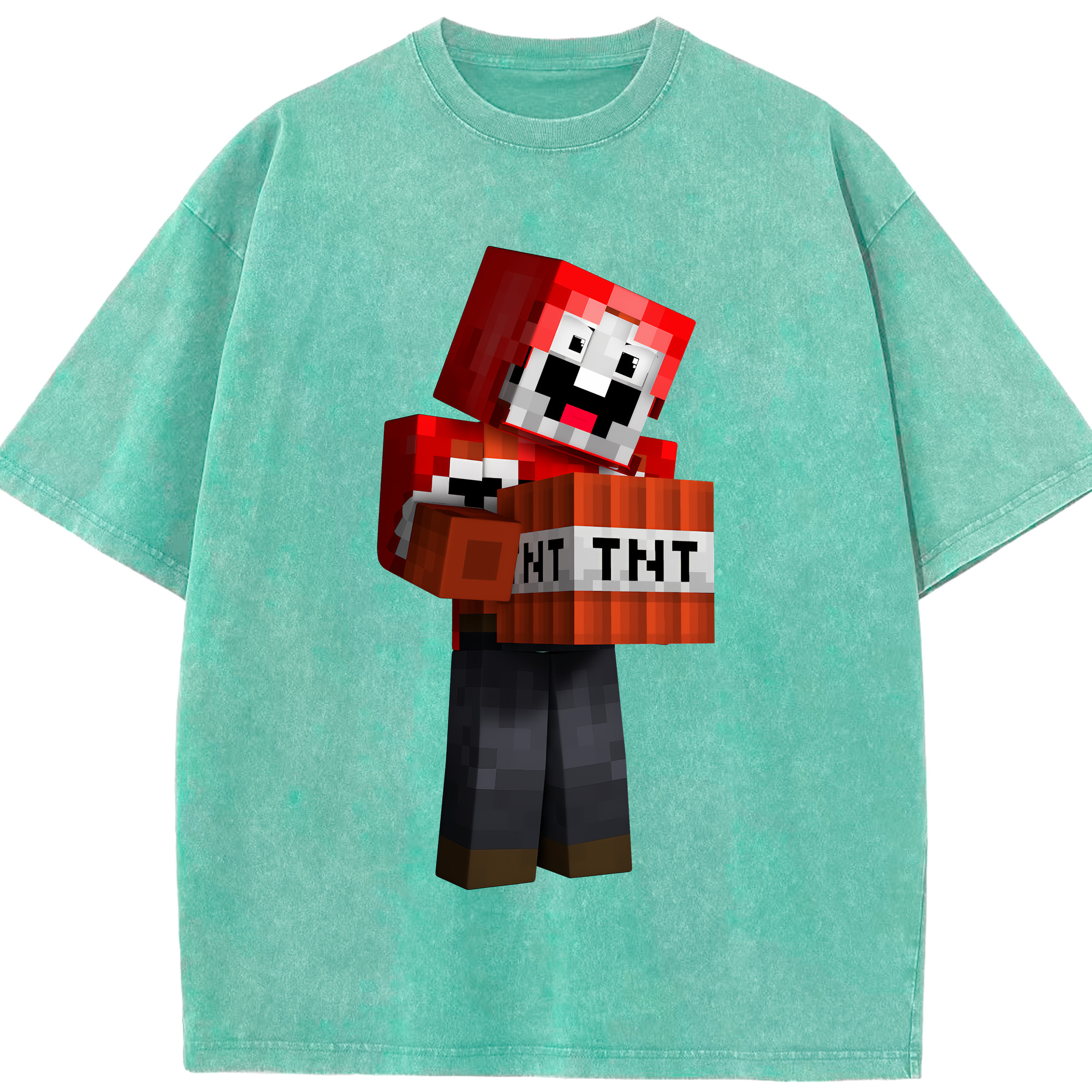 （画像用） マインクラフト ブロックの世界 Minecraft MC Block world 綿100% ヴィンテージ風 半袖Tシャツ（フロントプリント）